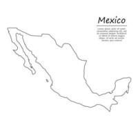 Simple outline map of Mexico, in sketch line style vector