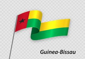 Waving flag of Guinea-Bissau on flagpole. Template for independence day vector