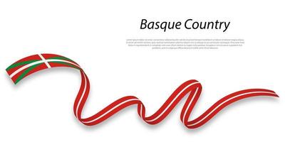 Waving ribbon or stripe with flag of Basque Country vector