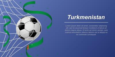 fútbol antecedentes con volador cintas en colores de el bandera de Turkmenistán vector