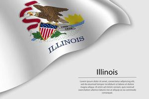Wave flag of Illinois is a state of United States. vector