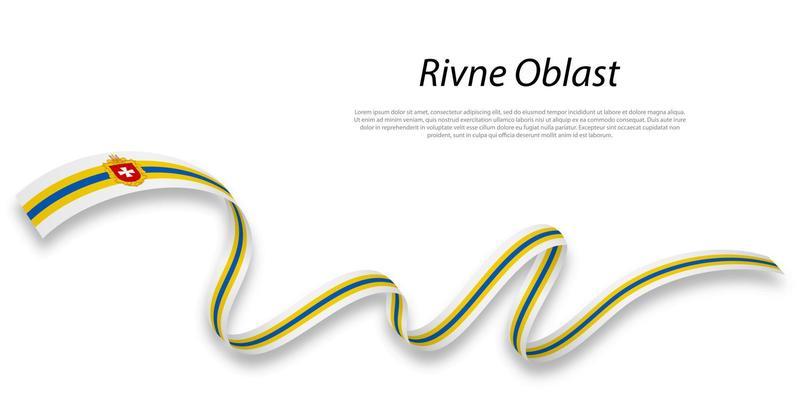 Waving ribbon or stripe with flag of Rivne Oblast