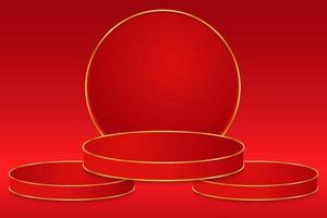 Modern clean red and gold podium background design vector template