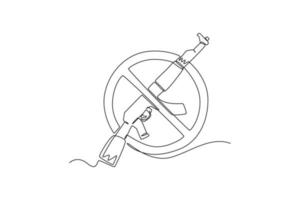 soltero una línea dibujo firmar prohibir el utilizar de un pistola. antiterrorista día concepto continuo línea dibujar diseño gráfico vector ilustración