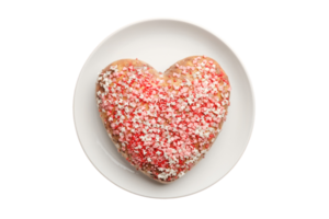 White plate with red heart candy isolated on a transparent background png