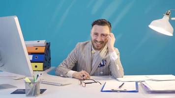 Portrait of happy and caring businessman. Sympathetic and charismatic young businessman smiling at camera. video