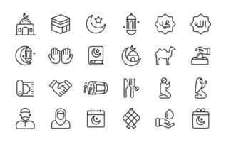 Muslim ramadan icon set vector