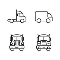Truck outline icon set isolated on white background vector