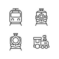 Train outline icon set isolated on white background vector