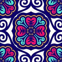 Retro geometric pattern in repeat. Fabric print. Damask style Seamless pattern background, mosaic ornament, vintage style. Design for prints on fabrics photo