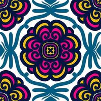 Retro geometric pattern in repeat. Fabric print. Damask style Seamless pattern background, mosaic ornament, vintage style. Design for prints on fabrics photo