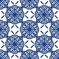 Retro geometric pattern in repeat. Fabric print. Damask style Seamless pattern background, mosaic ornament, vintage style. Design for prints on fabrics photo