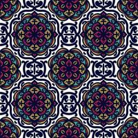 Retro geometric pattern in repeat. Fabric print. Damask style Seamless pattern background, mosaic ornament, vintage style. Design for prints on fabrics photo