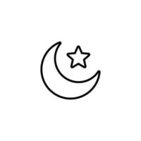 Muslim moon and star line icon isolated on white background vector