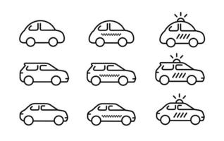 Car outline icon set isolated on white background vector