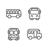 Bus outline icon set isolated on white background vector