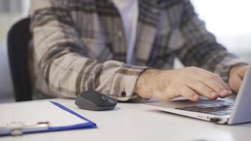 Office worker man hands hurt from working hard.  Office worker man has wrist pains. video