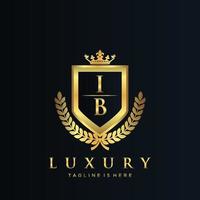IB Letter Initial with Royal Luxury Logo Template vector