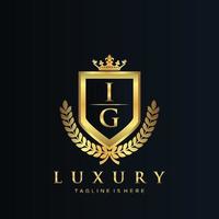 IG Letter Initial with Royal Luxury Logo Template vector