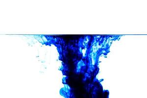 Blue ink drop in water. Background,Water drop collision with abstract effect.Blue ink isolated in water photo