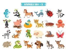 conjunto de lindos animales de dibujos animados vector