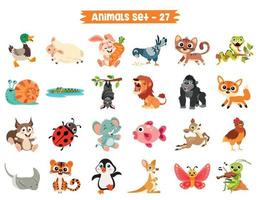 conjunto de lindos animales de dibujos animados vector