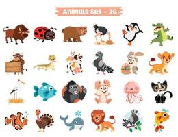 conjunto de lindos animales de dibujos animados vector