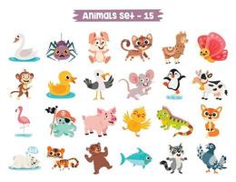 conjunto de lindos animales de dibujos animados vector