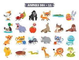 conjunto de lindos animales de dibujos animados vector