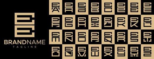 Line square letter E EE logo design set. Modern box initial E logo branding. vector