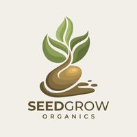 Modern seed plant logo design vector. Colorful nature leaf bean logo branding. vector