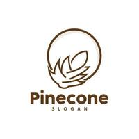 Pine Cone Logo, Elegant Luxury Pine Simple Design, Tree Acorn Icon Vector, Product Brand Illustration vector