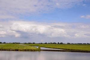 River along the field photo