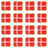 Pattern cookie with flag country Denmark in tasty biscuit vector