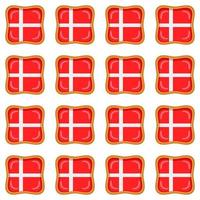 Pattern cookie with flag country Denmark in tasty biscuit vector