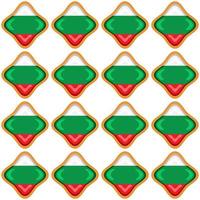 Pattern cookie with flag country Bulgaria in tasty biscuit vector