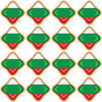 Pattern cookie with flag country Bulgaria in tasty biscuit vector