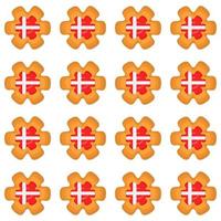 Pattern cookie with flag country Denmark in tasty biscuit vector