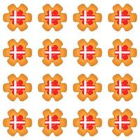 Pattern cookie with flag country Denmark in tasty biscuit vector