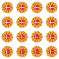 Pattern cookie with flag country Denmark in tasty biscuit vector