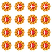 Pattern cookie with flag country Denmark in tasty biscuit vector