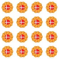 Pattern cookie with flag country Denmark in tasty biscuit vector
