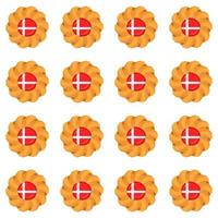 Pattern cookie with flag country Denmark in tasty biscuit vector