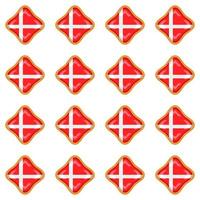 Pattern cookie with flag country Denmark in tasty biscuit vector