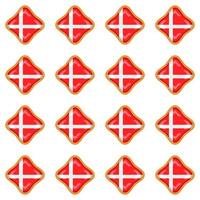 Pattern cookie with flag country Denmark in tasty biscuit vector