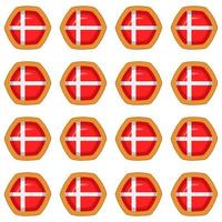 Pattern cookie with flag country Denmark in tasty biscuit vector