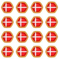 Pattern cookie with flag country Denmark in tasty biscuit vector