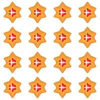 Pattern cookie with flag country Denmark in tasty biscuit vector