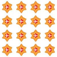 Pattern cookie with flag country Denmark in tasty biscuit vector