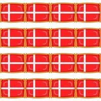 Pattern cookie with flag country Denmark in tasty biscuit vector